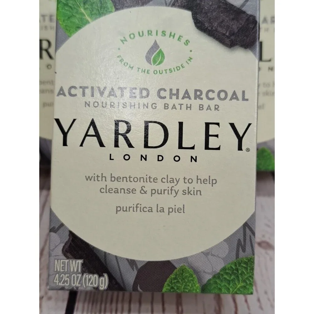 (3)‎ Yardley Activated Charcoal Bar Soap Lardley London Nourishing Bars 4.25 oz